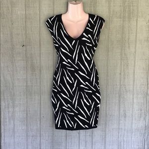 Bebe black & white bodycon dress